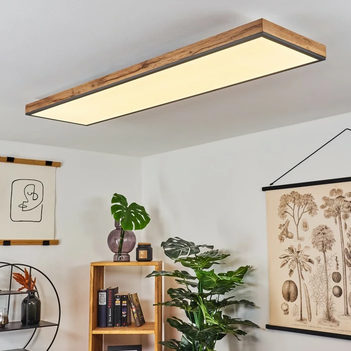 Hofstein Salmi Deckenpanel LED Schwarz, Weiß, Holzoptik, 1-flammig, Fernbedienung 11 Hofstein Salmi Deckenpanel LED Schwarz, Weiß, Holzoptik, 1-flammig, Fernbedienung – Bild 11