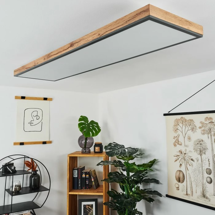 Hofstein Salmi Deckenpanel LED Schwarz, Weiß, Holzoptik, 1-flammig, Fernbedienung 12 Hofstein Salmi Deckenpanel LED Schwarz, Weiß, Holzoptik, 1-flammig, Fernbedienung – Bild 12