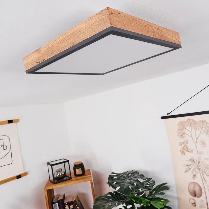 Hofstein Salmi Deckenpanel LED Schwarz, Weiß, Holzoptik, 1-flammig 2 Hofstein Salmi Deckenpanel LED Schwarz, Weiß, Holzoptik, 1-flammig – Bild 2