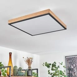 Hofstein Salmi Deckenpanel LED Schwarz, Braun, Holzoptik, 1-flammig, Fernbedienung -LED Leuchten Verkäufe salmi deckenpanel h3456781 11