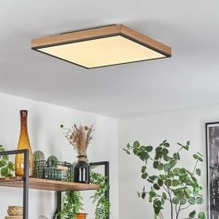 Hofstein Salmi Deckenpanel LED Schwarz, Braun, Holzoptik, 1-flammig, Fernbedienung -LED Leuchten Verkäufe salmi deckenpanel h3456781 6