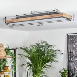Hofstein Salmi Deckenpanel LED Schwarz, Braun, Holzoptik, 1-flammig, Fernbedienung -LED Leuchten Verkäufe salmi deckenpanel h3456804 3
