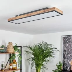 Hofstein Salmi Deckenpanel LED Schwarz, Braun, Holzoptik, 1-flammig, Fernbedienung -LED Leuchten Verkäufe salmi deckenpanel h3456804 9