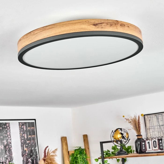 Hofstein Salmi Deckenpanel LED Anthrazit, Braun, Holzoptik, 1-flammig 2 Hofstein Salmi Deckenpanel LED Anthrazit, Braun, Holzoptik, 1-flammig – Bild 2