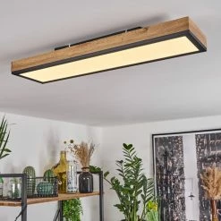 Hofstein Salmi Deckenpanel LED Schwarz, Weiß, Holzoptik, 1-flammig