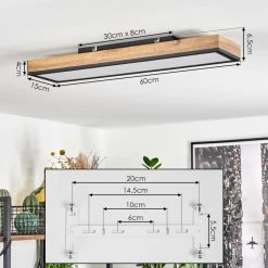 Hofstein Salmi Deckenpanel LED Schwarz, Weiß, Holzoptik, 1-flammig -LED Leuchten Verkäufe salmi deckenpanel h3570036 3