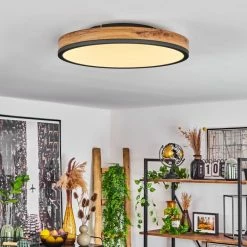 Hofstein Salmi Deckenpanel LED Schwarz, Anthrazit, Braun, Holzoptik, 1-flammig, Fernbedienung -LED Leuchten Verkäufe salmi deckenpanel h3581926 8