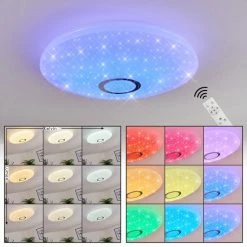 Hofstein Seabrook Deckenleuchte LED Weiß, Glitzereffekt, 2-flammig, Fernbedienung, Farbwechsler