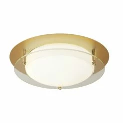 Searchlight FLUSH Deckenleuchte LED Wei&szlig;, Gold, Transparent, Klar, 1-flammig