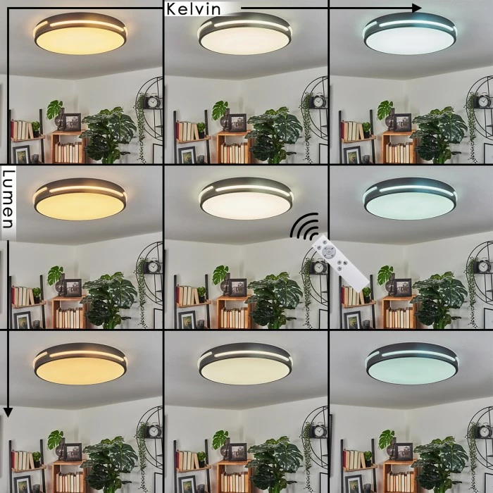 Hofstein Seewen Deckenleuchte LED Schwarz, Weiß, 1-flammig, Fernbedienung 2 Hofstein Seewen Deckenleuchte LED Schwarz, Weiß, 1-flammig, Fernbedienung – Bild 2