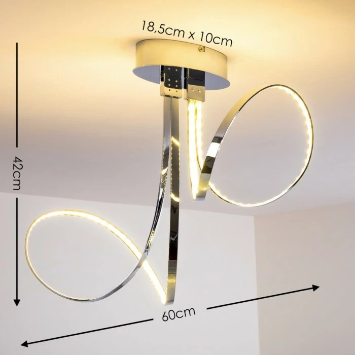 Hofstein Sepino Deckenleuchte LED Chrom, 1-flammig 2 Hofstein Sepino Deckenleuchte LED Chrom, 1-flammig – Bild 2