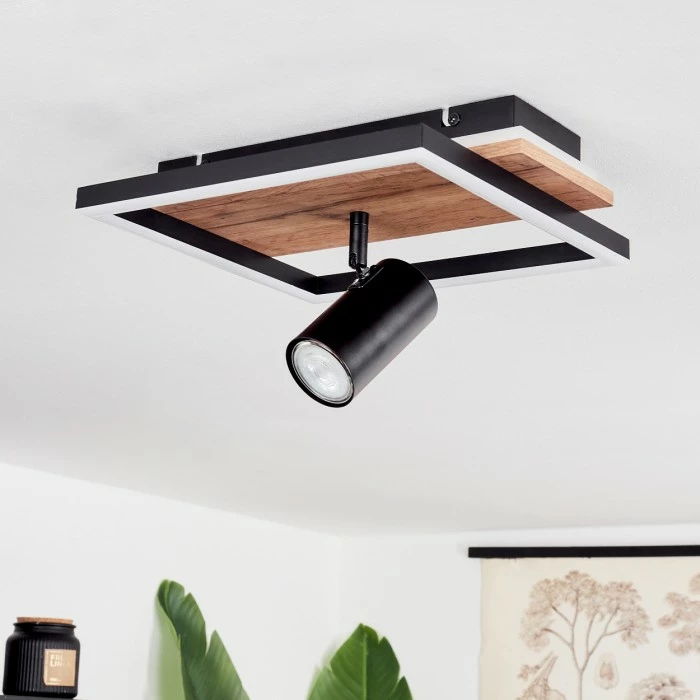 Hofstein Sequeira Deckenleuchte LED Schwarz, Holz hell, Holzoptik, 2-flammig 10 Hofstein Sequeira Deckenleuchte LED Schwarz, Holz hell, Holzoptik, 2-flammig – Bild 10