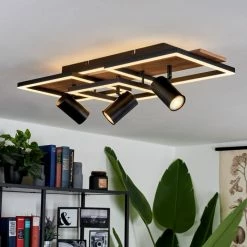 Hofstein Sequeira Deckenleuchte LED Schwarz, Holz hell, Holzoptik, 4-flammig -LED Leuchten Verkäufe sequeira deckenleuchte h3584781 8