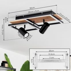 Hofstein Sequeira Deckenleuchte LED Schwarz, Holz hell, Holzoptik, 3-flammig -LED Leuchten Verkäufe sequeira deckenleuchte h3584828 3