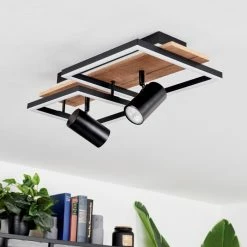 Hofstein Sequeira Deckenleuchte LED Schwarz, Holz hell, Holzoptik, 3-flammig -LED Leuchten Verkäufe sequeira deckenleuchte h3584828 4