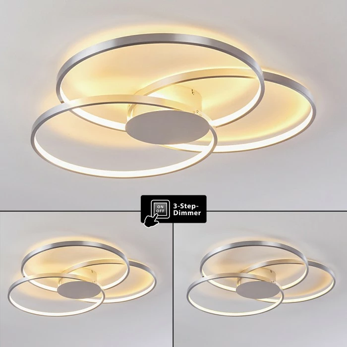 Hofstein Skanes Deckenleuchte LED Nickel-Matt, 1-flammig 3 Hofstein Skanes Deckenleuchte LED Nickel-Matt, 1-flammig – Bild 3