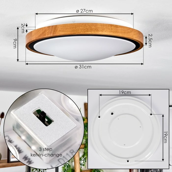 Hofstein Sobredo Deckenleuchte LED Schwarz, Weiß, Naturfarben, 1-flammig 4 Hofstein Sobredo Deckenleuchte LED Schwarz, Weiß, Naturfarben, 1-flammig – Bild 4