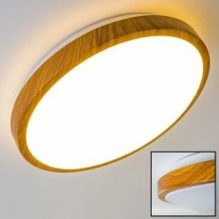 Hofstein Sora Wood Deckenlampe LED Weiß, Holz hell, 1-flammig