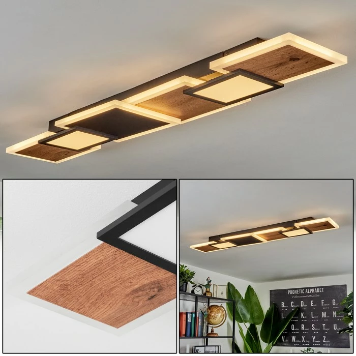 Hofstein Sourbarie Deckenleuchte LED Schwarz, Braun, Holzoptik, 1-flammig 1 Hofstein Sourbarie Deckenleuchte LED Schwarz, Braun, Holzoptik, 1-flammig