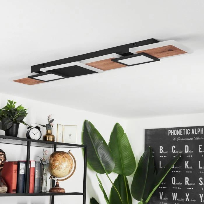 Hofstein Sourbarie Deckenleuchte LED Schwarz, Braun, Holzoptik, 1-flammig 2 Hofstein Sourbarie Deckenleuchte LED Schwarz, Braun, Holzoptik, 1-flammig – Bild 2