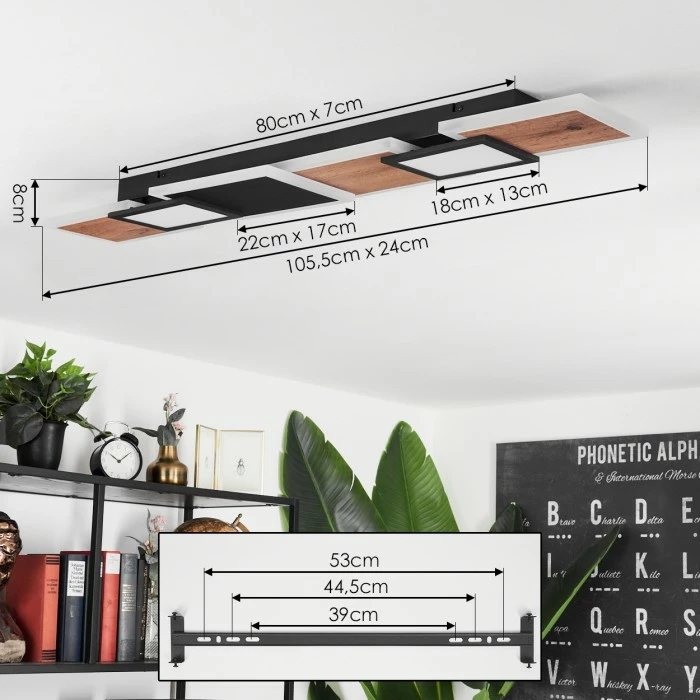Hofstein Sourbarie Deckenleuchte LED Schwarz, Braun, Holzoptik, 1-flammig 4 Hofstein Sourbarie Deckenleuchte LED Schwarz, Braun, Holzoptik, 1-flammig – Bild 4
