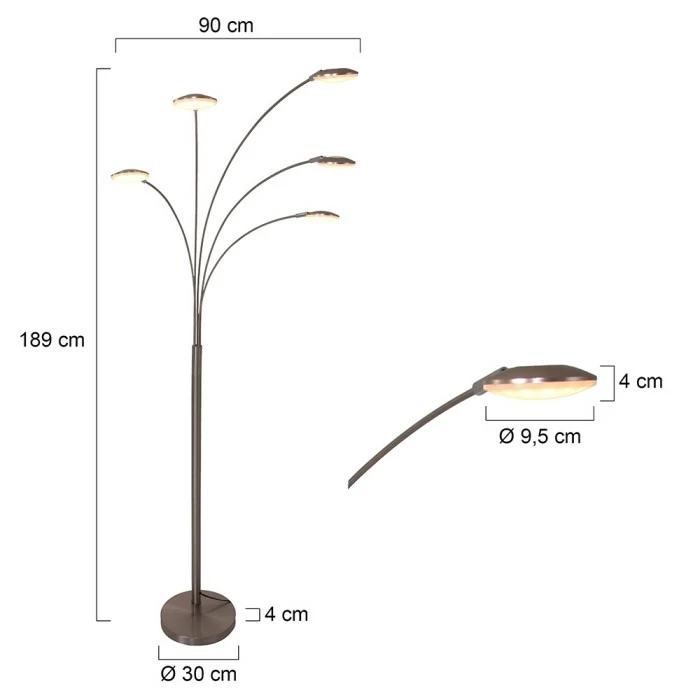 Steinhauer Mexlite Stehleuchte LED Edelstahl, 5-flammig 7 Steinhauer Mexlite Stehleuchte LED Edelstahl, 5-flammig – Bild 7