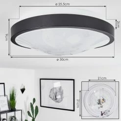 Hofstein Subles Deckenleuchte Bad LED Schwarz, Weiß, 1-flammig, Bewegungsmelder -LED Leuchten Verkäufe subles deckenleuchte bad h3651964 3