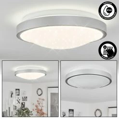 Hofstein Subles Deckenleuchte LED Silber, Weiß, 1-flammig, Bewegungsmelder