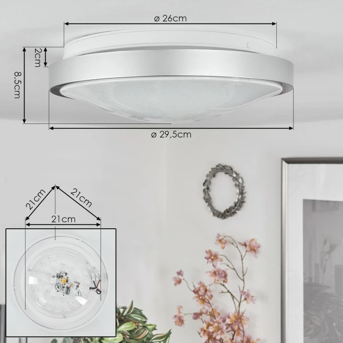 Hofstein Subles Deckenleuchte LED Silber, Weiß, 1-flammig, Bewegungsmelder 4 Hofstein Subles Deckenleuchte LED Silber, Weiß, 1-flammig, Bewegungsmelder – Bild 4