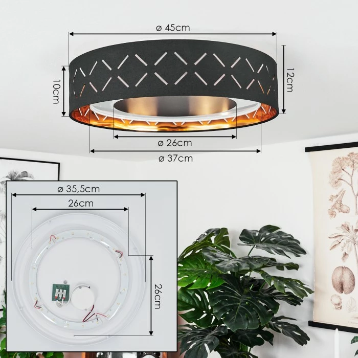 Hofstein Tallaboa Deckenleuchte LED Schwarz, Weiß, 1-flammig 4 Hofstein Tallaboa Deckenleuchte LED Schwarz, Weiß, 1-flammig – Bild 4