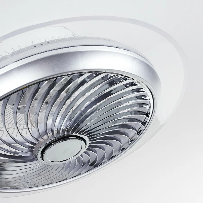 Hofstein Tamworth Deckenventilator LED Silber, Transparent, Klar, 1-flammig, Fernbedienung 11 Hofstein Tamworth Deckenventilator LED Silber, Transparent, Klar, 1-flammig, Fernbedienung – Bild 11