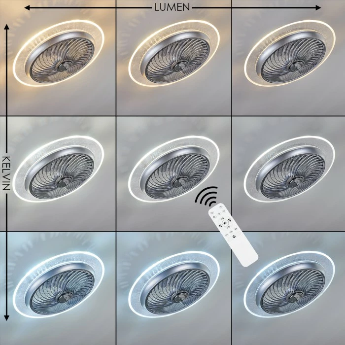 Hofstein Tamworth Deckenventilator LED Silber, Transparent, Klar, 1-flammig, Fernbedienung 4 Hofstein Tamworth Deckenventilator LED Silber, Transparent, Klar, 1-flammig, Fernbedienung – Bild 4