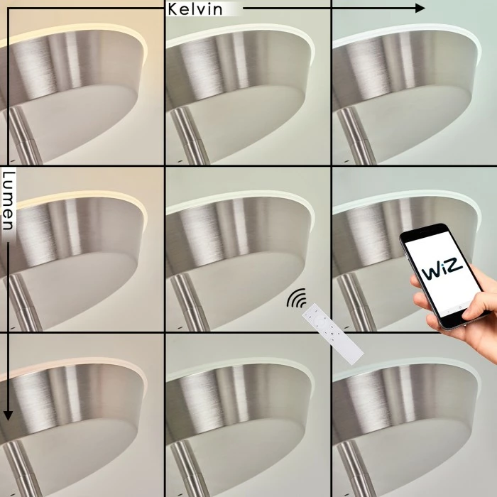 Hofstein Theron Deckenfluter LED Nickel-Matt, 1-flammig, Fernbedienung 2 Hofstein Theron Deckenfluter LED Nickel-Matt, 1-flammig, Fernbedienung – Bild 2