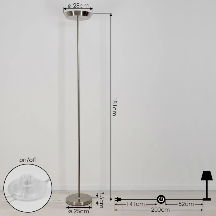 Hofstein Theron Deckenfluter LED Nickel-Matt, 1-flammig, Fernbedienung 4 Hofstein Theron Deckenfluter LED Nickel-Matt, 1-flammig, Fernbedienung – Bild 4