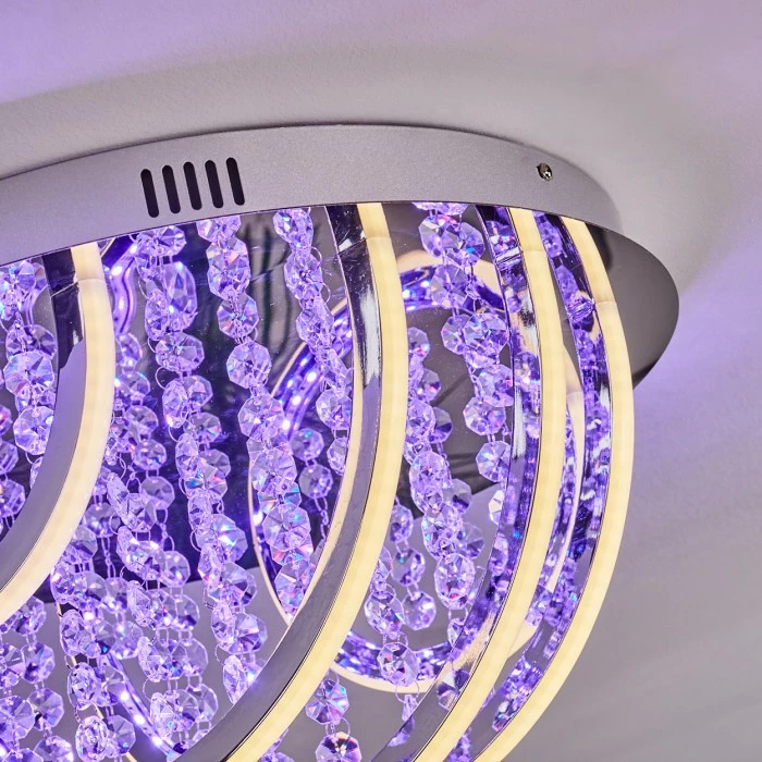 Hofstein Toirano Deckenleuchte LED Chrom, Silber, Weiß, Glitzereffekt, 2-flammig, Fernbedienung, Farbwechsler 13 Hofstein Toirano Deckenleuchte LED Chrom, Silber, Weiß, Glitzereffekt, 2-flammig, Fernbedienung, Farbwechsler – Bild 13