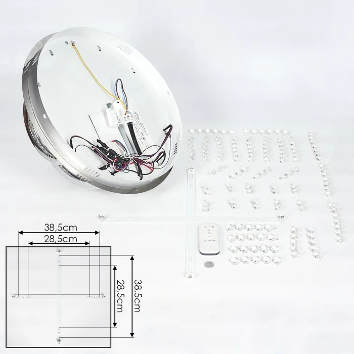 Hofstein Toirano Deckenleuchte LED Chrom, Silber, Weiß, Glitzereffekt, 2-flammig, Fernbedienung, Farbwechsler 5 Hofstein Toirano Deckenleuchte LED Chrom, Silber, Weiß, Glitzereffekt, 2-flammig, Fernbedienung, Farbwechsler – Bild 5