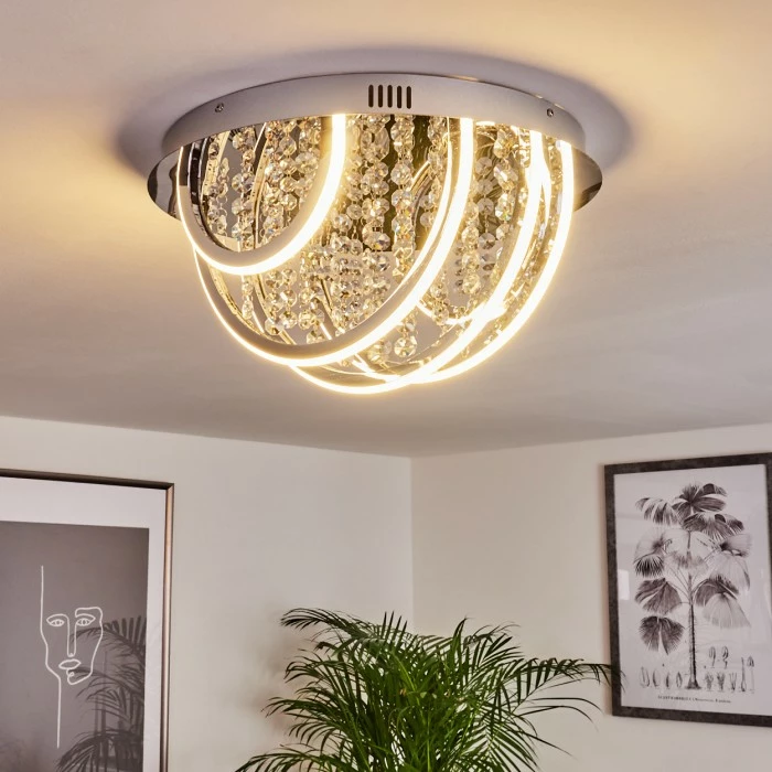 Hofstein Toirano Deckenleuchte LED Chrom, Silber, Weiß, Glitzereffekt, 2-flammig, Fernbedienung, Farbwechsler 10 Hofstein Toirano Deckenleuchte LED Chrom, Silber, Weiß, Glitzereffekt, 2-flammig, Fernbedienung, Farbwechsler – Bild 10