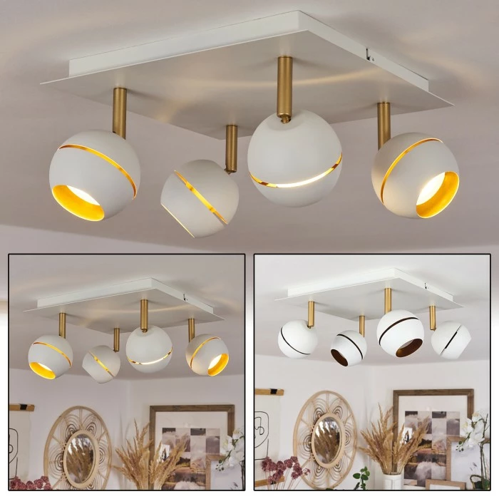 Hofstein Tome Deckenleuchte LED Messing, Weiß, 4-flammig 1 Hofstein Tome Deckenleuchte LED Messing, Weiß, 4-flammig