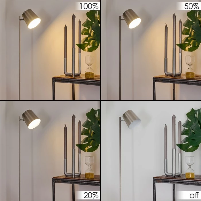 Hofstein Tontolos Stehleuchte LED Nickel-Matt, 1-flammig 2 Hofstein Tontolos Stehleuchte LED Nickel-Matt, 1-flammig – Bild 2