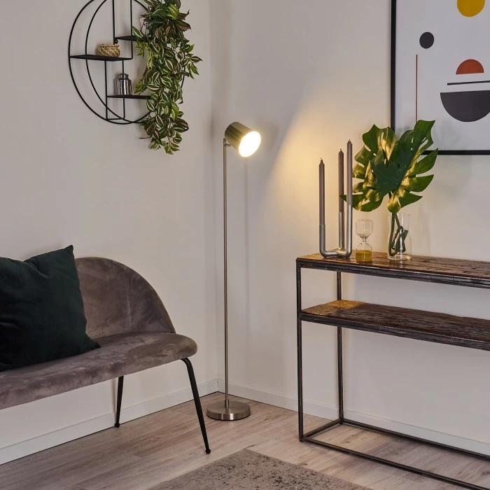 Hofstein Tontolos Stehleuchte LED Nickel-Matt, 1-flammig 11 Hofstein Tontolos Stehleuchte LED Nickel-Matt, 1-flammig – Bild 11