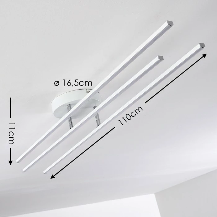 Hofstein Tornio Deckenleuchte LED Nickel-Matt, Weiß, 3-flammig 2 Hofstein Tornio Deckenleuchte LED Nickel-Matt, Weiß, 3-flammig – Bild 2