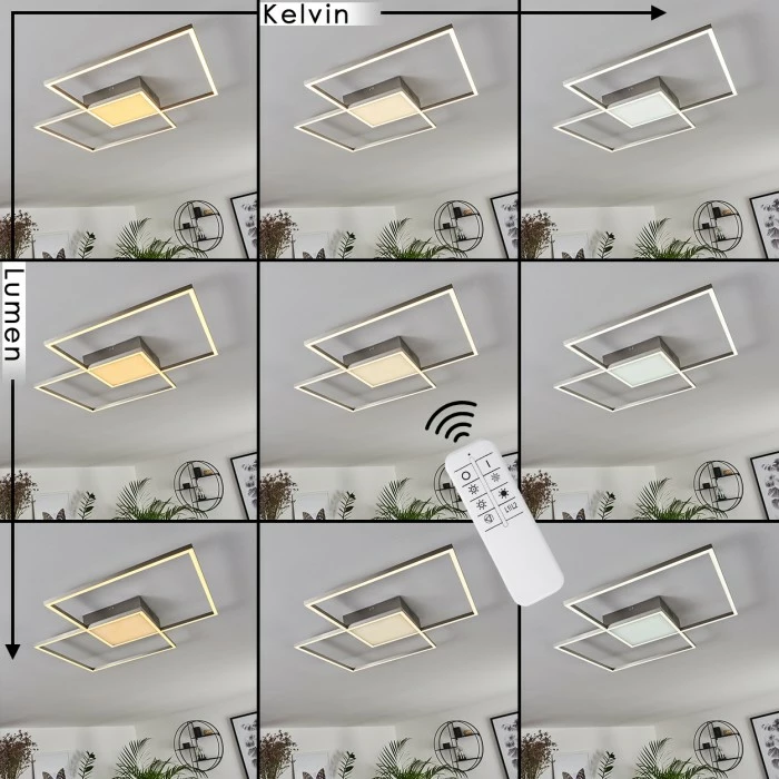 Hofstein Torresella Deckenleuchte LED Nickel-Matt, 2-flammig, Fernbedienung 2 Hofstein Torresella Deckenleuchte LED Nickel-Matt, 2-flammig, Fernbedienung – Bild 2