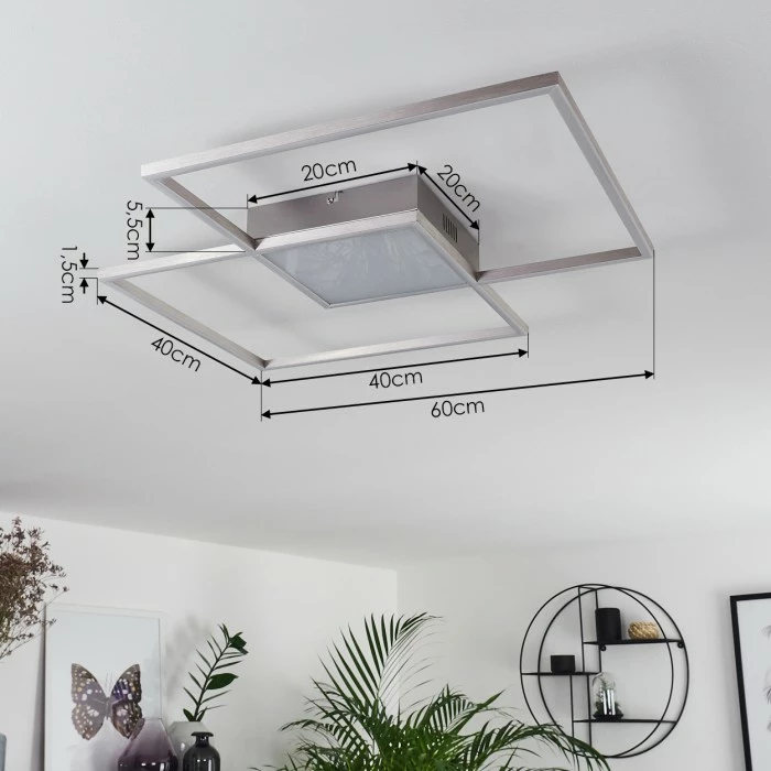 Hofstein Torresella Deckenleuchte LED Nickel-Matt, 2-flammig, Fernbedienung 4 Hofstein Torresella Deckenleuchte LED Nickel-Matt, 2-flammig, Fernbedienung – Bild 4