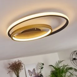 Hofstein Trapani Deckenleuchte LED Schwarz, Gold, 1-flammig, Fernbedienung, Farbwechsler -LED Leuchten Verkäufe trapani deckenleuchte h3391457 10