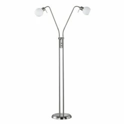 Trio Leuchten FREDDY Stehleuchte LED Nickel-Matt, 2-flammig