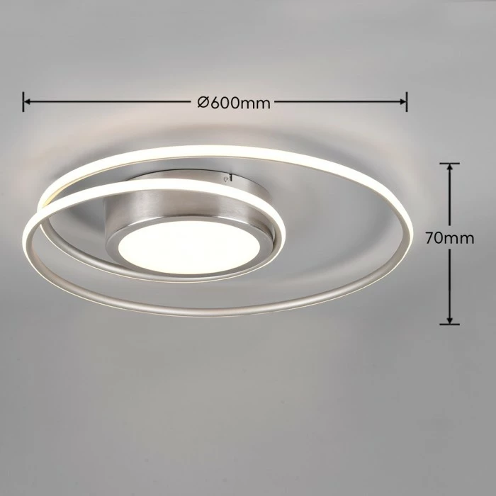 Trio Leuchten Yava Deckenleuchte LED Nickel-Matt, 1-flammig, Fernbedienung 4 Trio Leuchten Yava Deckenleuchte LED Nickel-Matt, 1-flammig, Fernbedienung – Bild 4