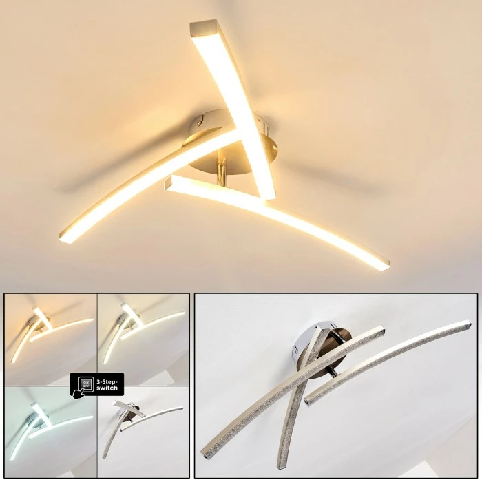 Hofstein Tusula Deckenleuchte LED Edelstahl, 3-flammig 1 Hofstein Tusula Deckenleuchte LED Edelstahl, 3-flammig