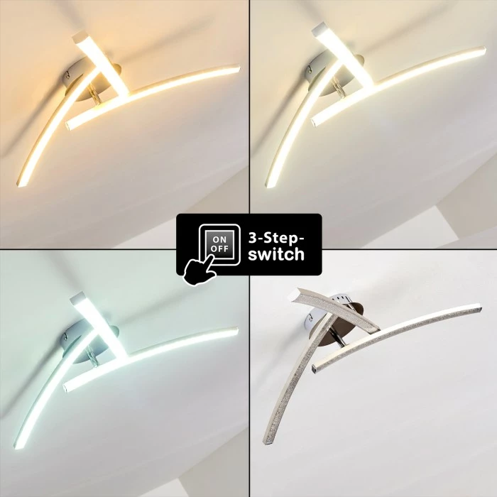 Hofstein Tusula Deckenleuchte LED Edelstahl, 3-flammig 4 Hofstein Tusula Deckenleuchte LED Edelstahl, 3-flammig – Bild 4