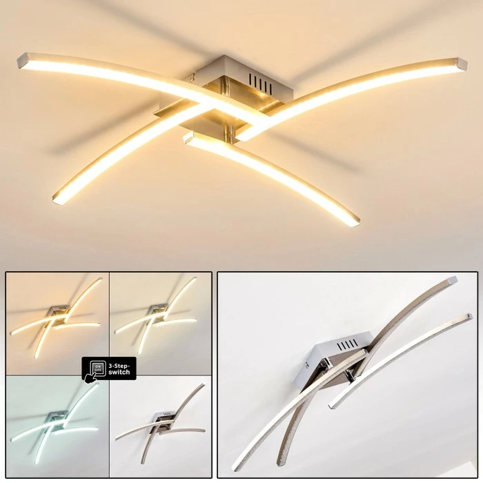 Hofstein Tusula Deckenleuchte LED Nickel-Matt, 4-flammig 1 Hofstein Tusula Deckenleuchte LED Nickel-Matt, 4-flammig