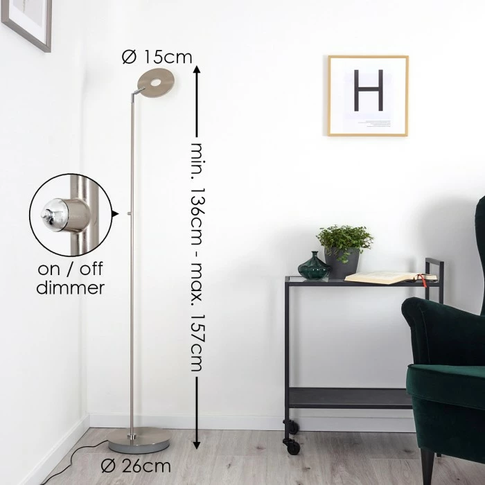 Hofstein Umag Stehleuchte LED Edelstahl, 1-flammig 2 Hofstein Umag Stehleuchte LED Edelstahl, 1-flammig – Bild 2